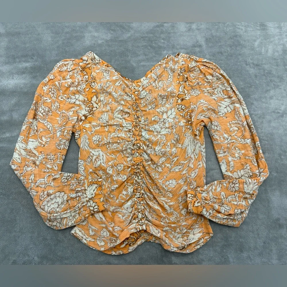 💋FREE PEOPLE BLOOD ORANGE COMBO DEEP V INSIDE OUT STYLE TOP, L - Picture 3 of 5